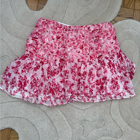 LoveShackFancy Dresses & Skirts - LoveShackFancy Pink Ruffled Skater Mini Skirt